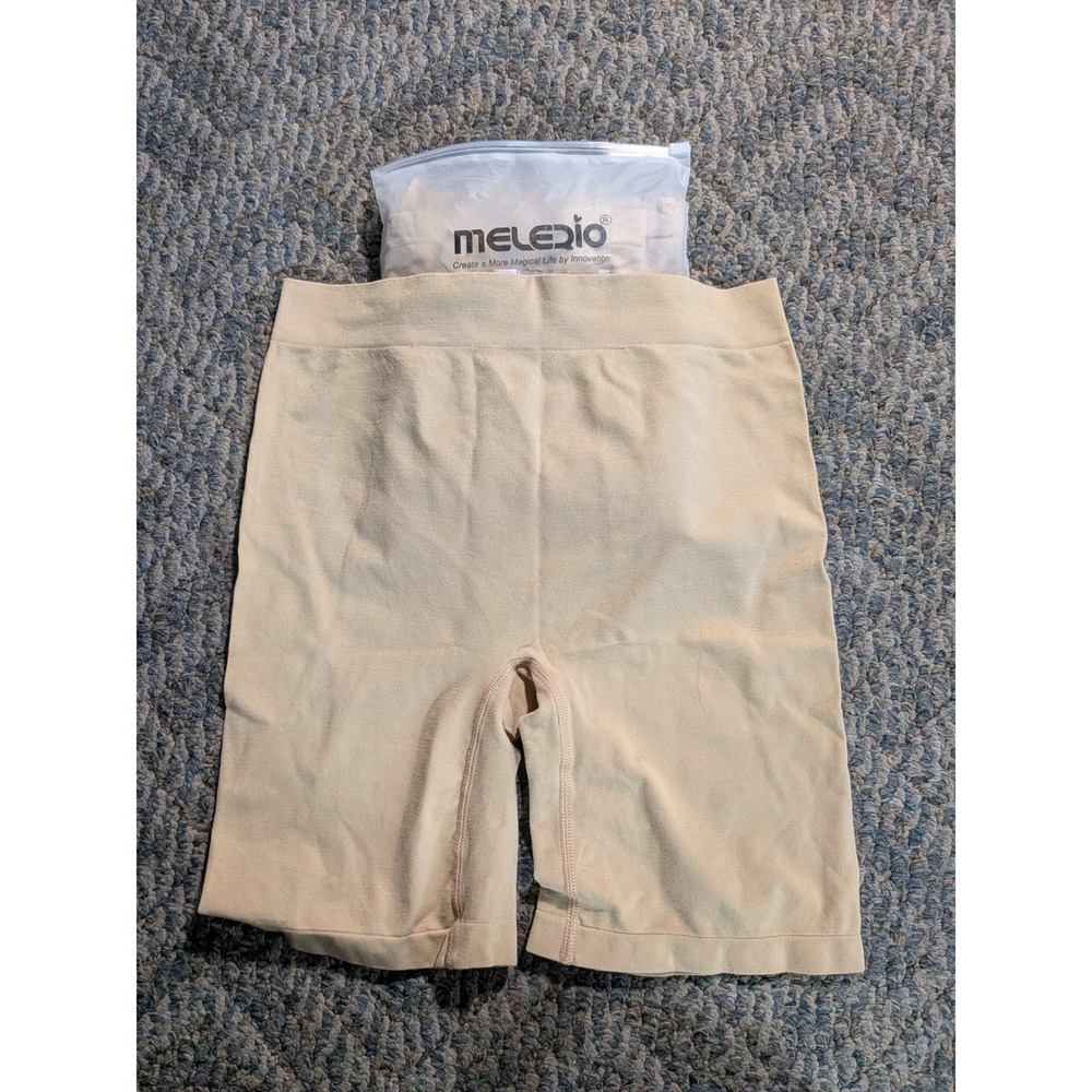 Melerio Womens Beige High Waisted Seamless Shapewear Shorts Size 12-14 Neutral